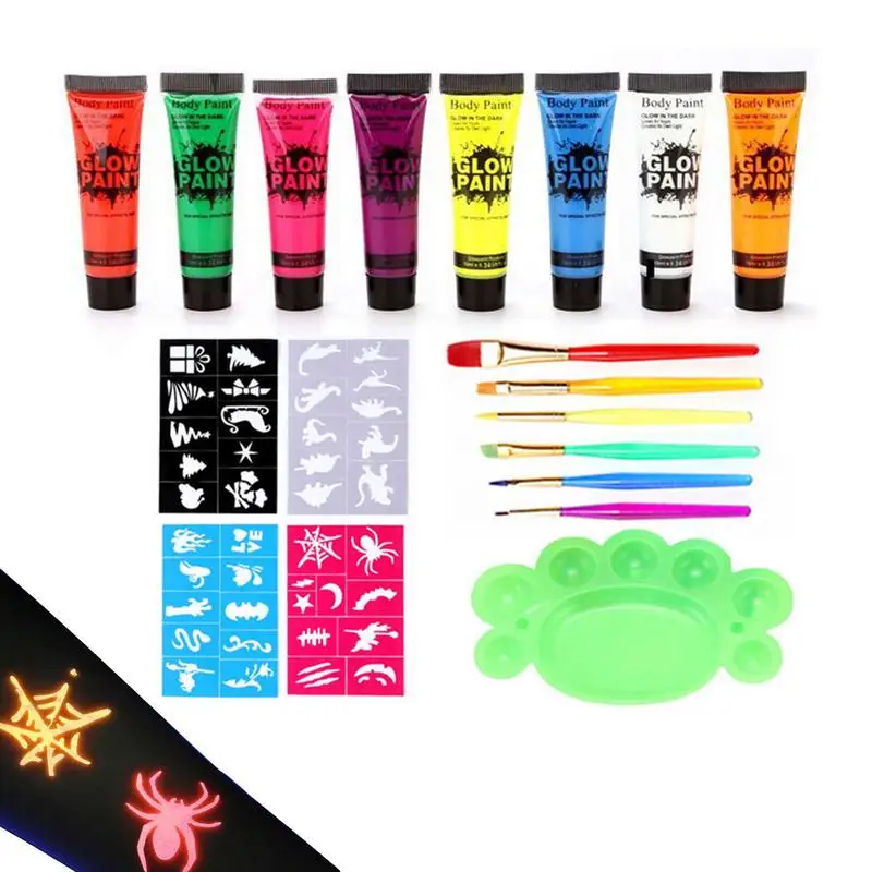 

Dark Glowing Body Paints Cream Water Based Painting Palette Fluorescent Cream Fluorescent Cream Painting Palette Glow Face Paint