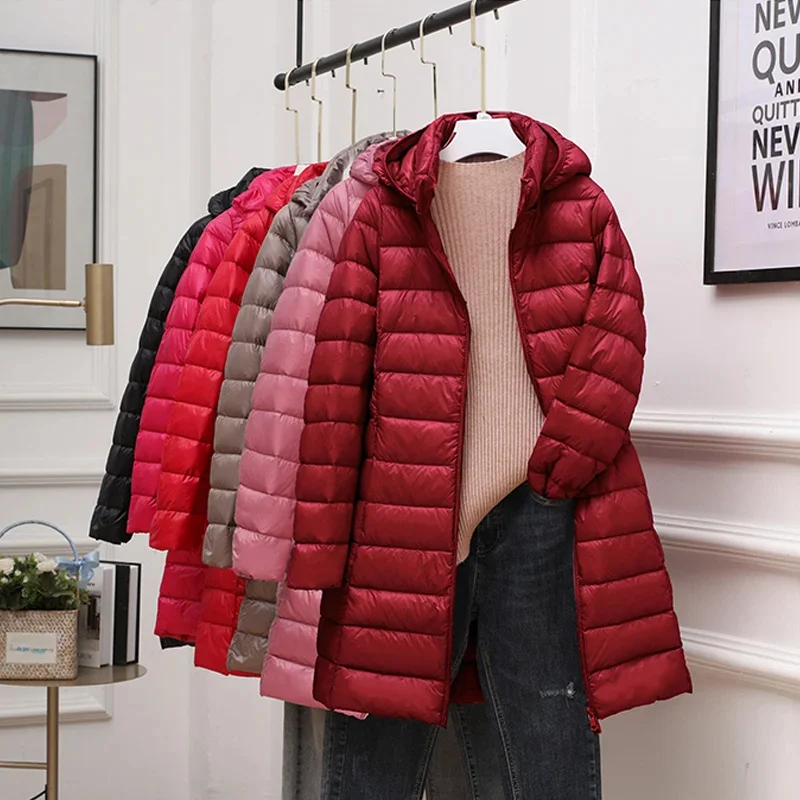 

d Winter Coat for Women New Woman Puffer Down Jacket Portable Ultralight Long Feather Coat Chaqueta Mujer