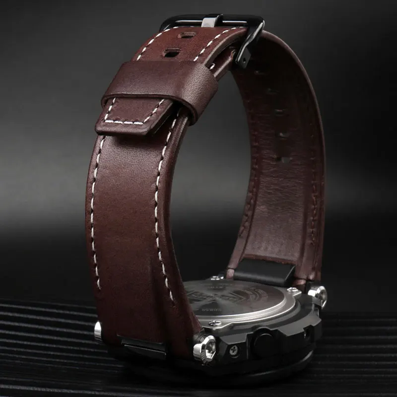 26MM Men's Canvas leather watch strap Suitable for Casio GST-S130/S110/S120/W130l/B100/W300 Series watch accessorie