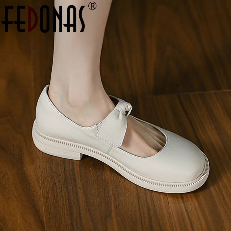

FEDONAS Sweet Women Pumps Spring Summer Genuine Leather Concise Low Heels Basic Causal Wedding Shoes Woman Lovely Student Shoe