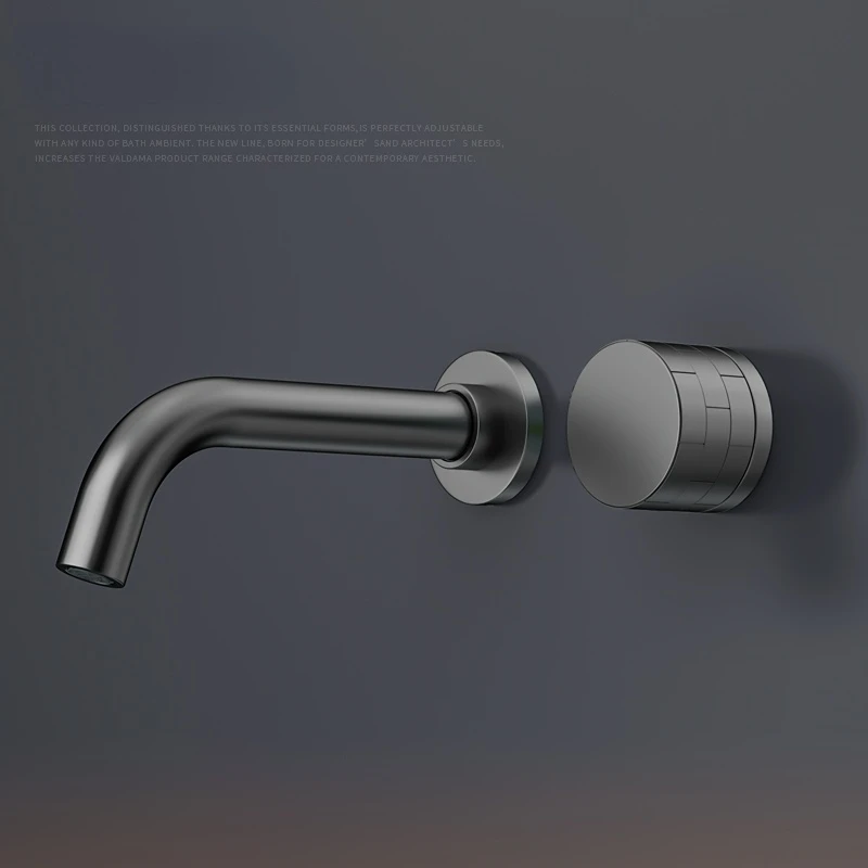 

Скрытый настенный смеситель для раковины в ванную комнату, настенный кран для горячей и холодной воды, медный минималистичный темно-серый, для умывальника