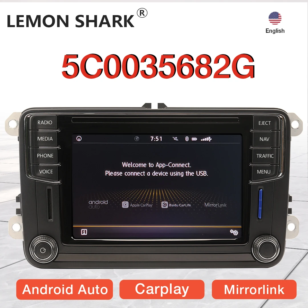 Автомобиль MIB Radio 5C0035682G Carplay Android Auto 6.5 &quot сенсорный экран головное устройство с CD SD