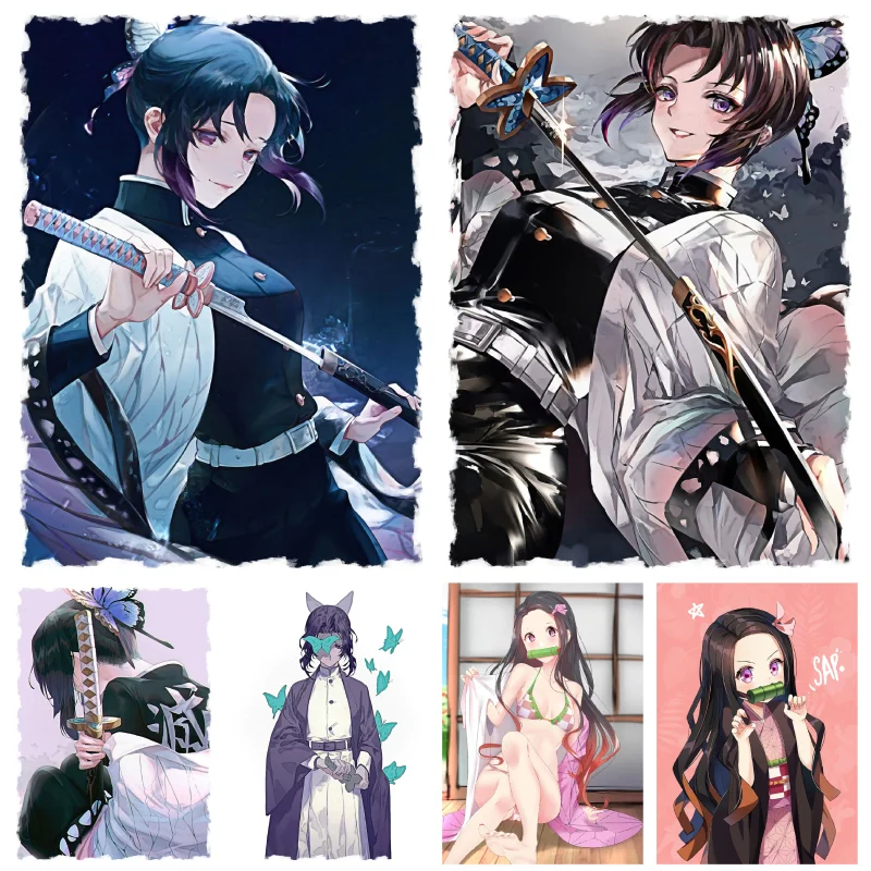 

Oil Painting Japanese Anime Demon Slayer Kochou Shinobu Hashibira Inosuke Characters Wall Picture Living Room Decor 40x50cm