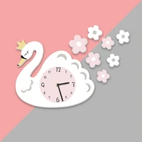 funlife new childrens room living room decoration silent clock cartoon lovely white swan wall clock swc012