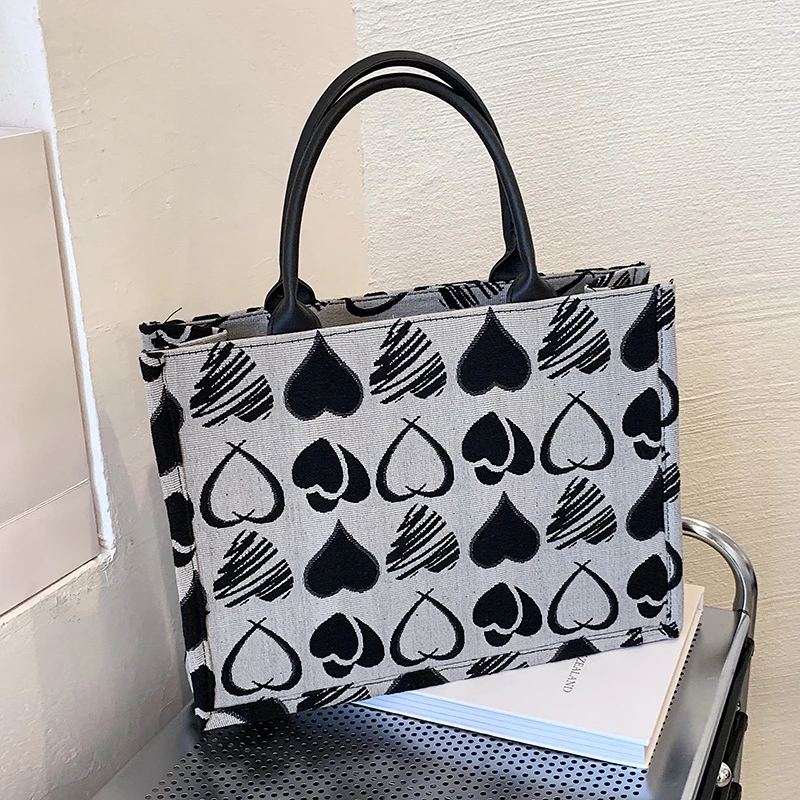 

Large Tote Bag Luxury Designer Jacquard Embroidery Handbags Shoulder Bags For Women 2022 Fashion Big Canvas Shopper Bag bolso