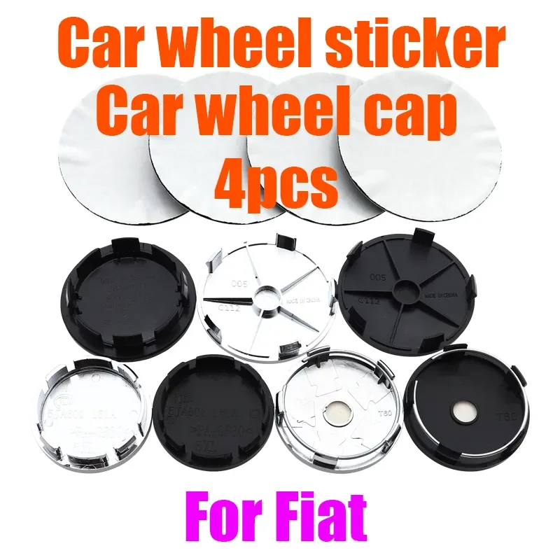 

4pcs Newest 68mm 65mm 60mm 56mm Car Rim Refit Badge Covers Emblem Wheel Center Hub Cap for Fiat Decoration Sticker Accessories