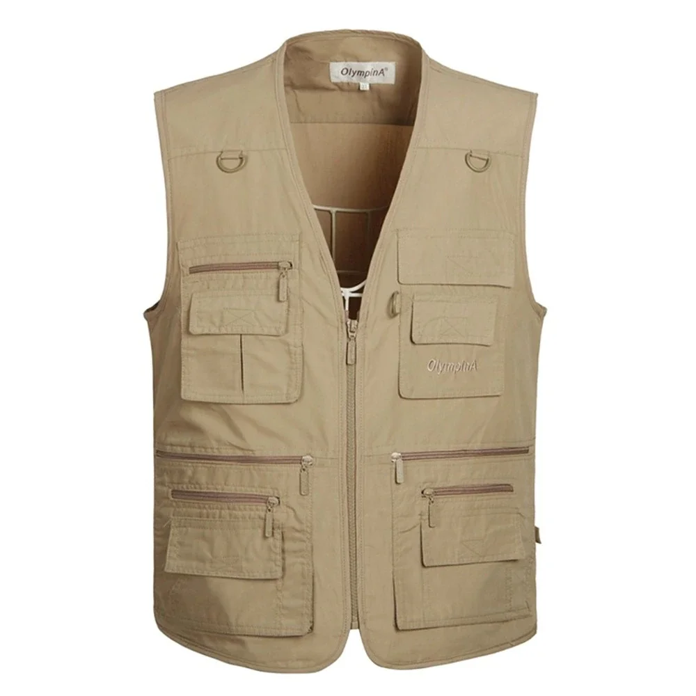 6 Colors Large Size Quick-Drying Work Vest Mens Fishing Camping Sleeveless Jacket Outdoor Male Waistcoats with Many Multi Pocket
