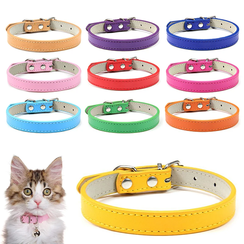 

Cute Bell Pet Collar Adjustable Buckle Cat Collar Pet Supplies Personalized Kitten Collar Small Dog Accessory 16 Colors Size