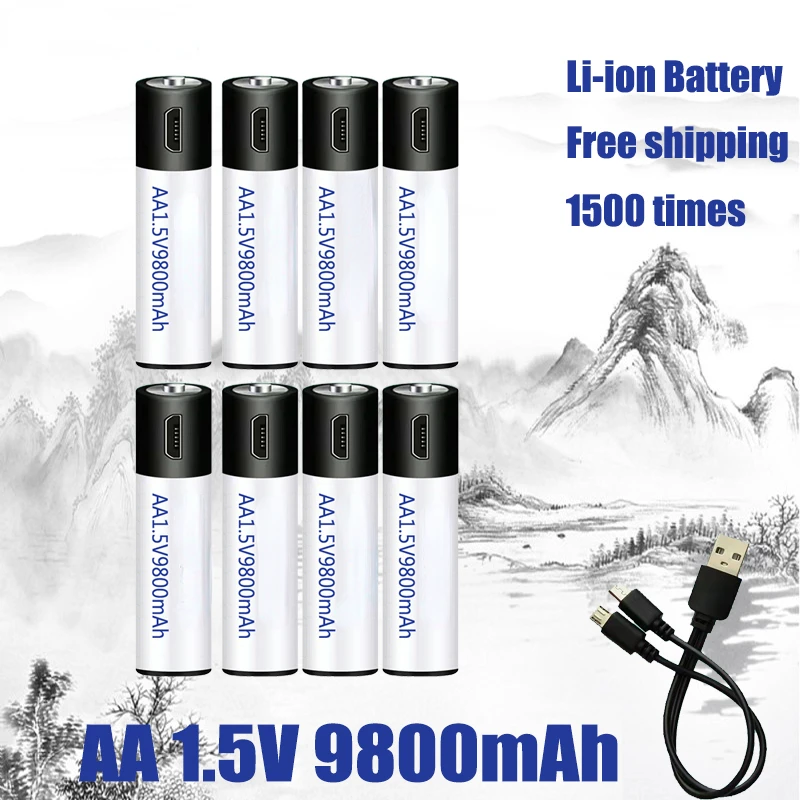 

Литий-ионная аккумуляторная батарея высокой емкости 1,5 в AA 9800 МВт-ч с USB для пульта дистанционного управления мышью и маленьким вентилятором...