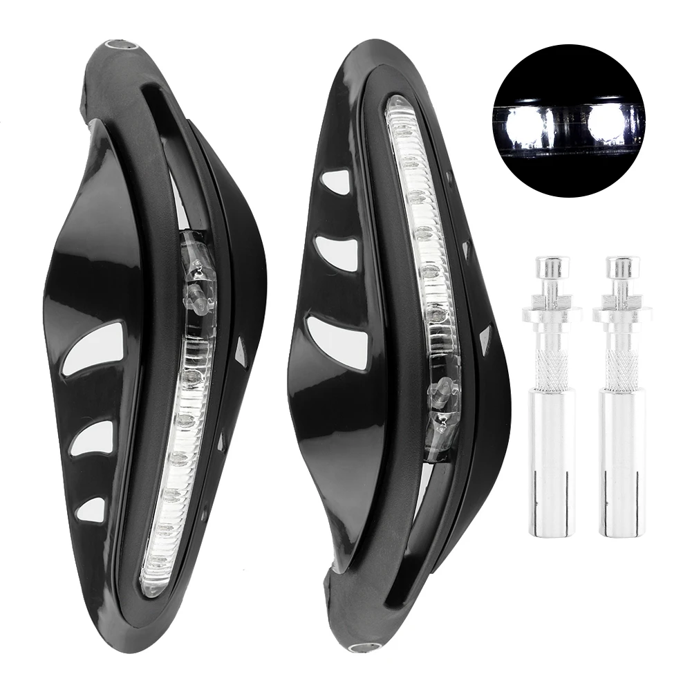 

1Pair Motorcycle Handlebar Hand Guard Windshield Protector Cover with LED Daylight(White) Hand Hand Hand Hand Hand Hand Hand