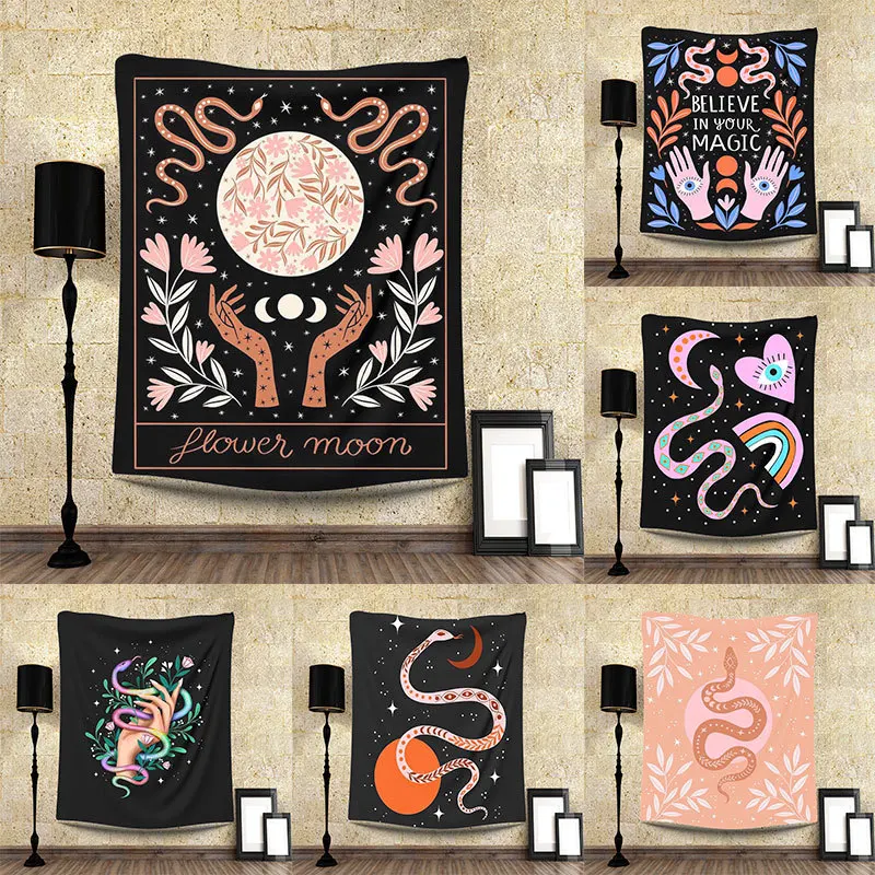 Snake Abstract Tapestry Modern Simple Home Wall Decorative Cloth Background Wall Hanging Cloth Illusory Room Art Tapestry