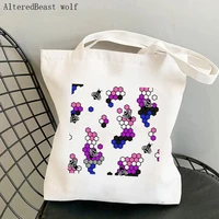 women shopper bag genderfluid pride bees kawaii bag harajuku shopping canvas shopper bag girl handbag tote shoulder lady bag