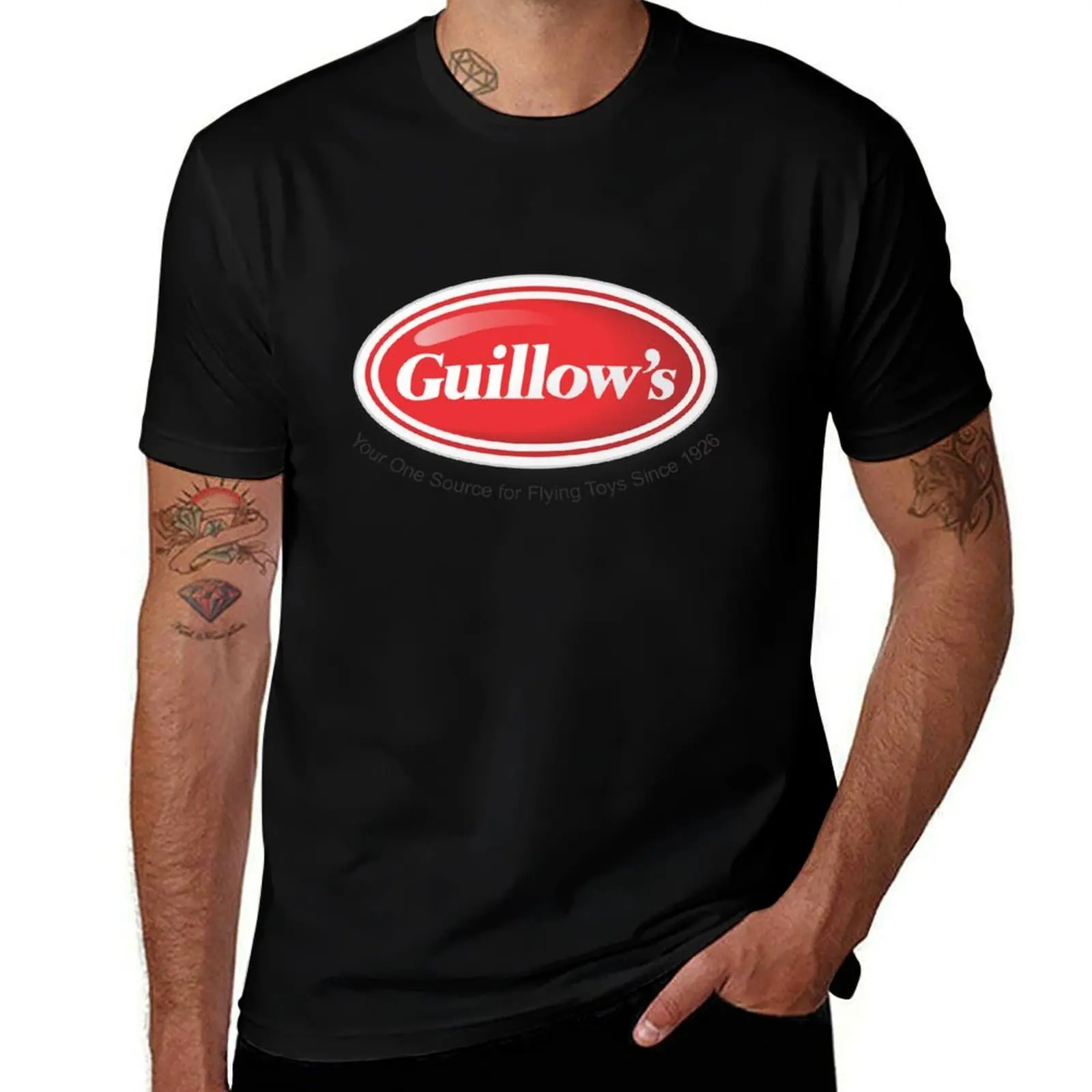 Фото Футболка Guillow Logo с черным логотипом и теневым принтом для фестивалей и вечеринок. №1