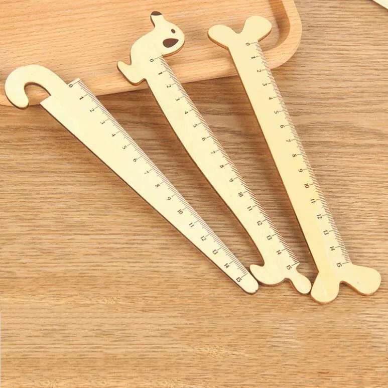 

36 pcs/lot Creative Dog Umbrella Bone Wooden Ruler 15cm Measuring Straight Rulers Drawing Tool Promotional Stationery gift