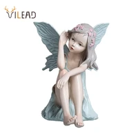 vilead sitting fairy statue garden ornament resin craft beautiful angel figurines home interior bedroom decoration accessories