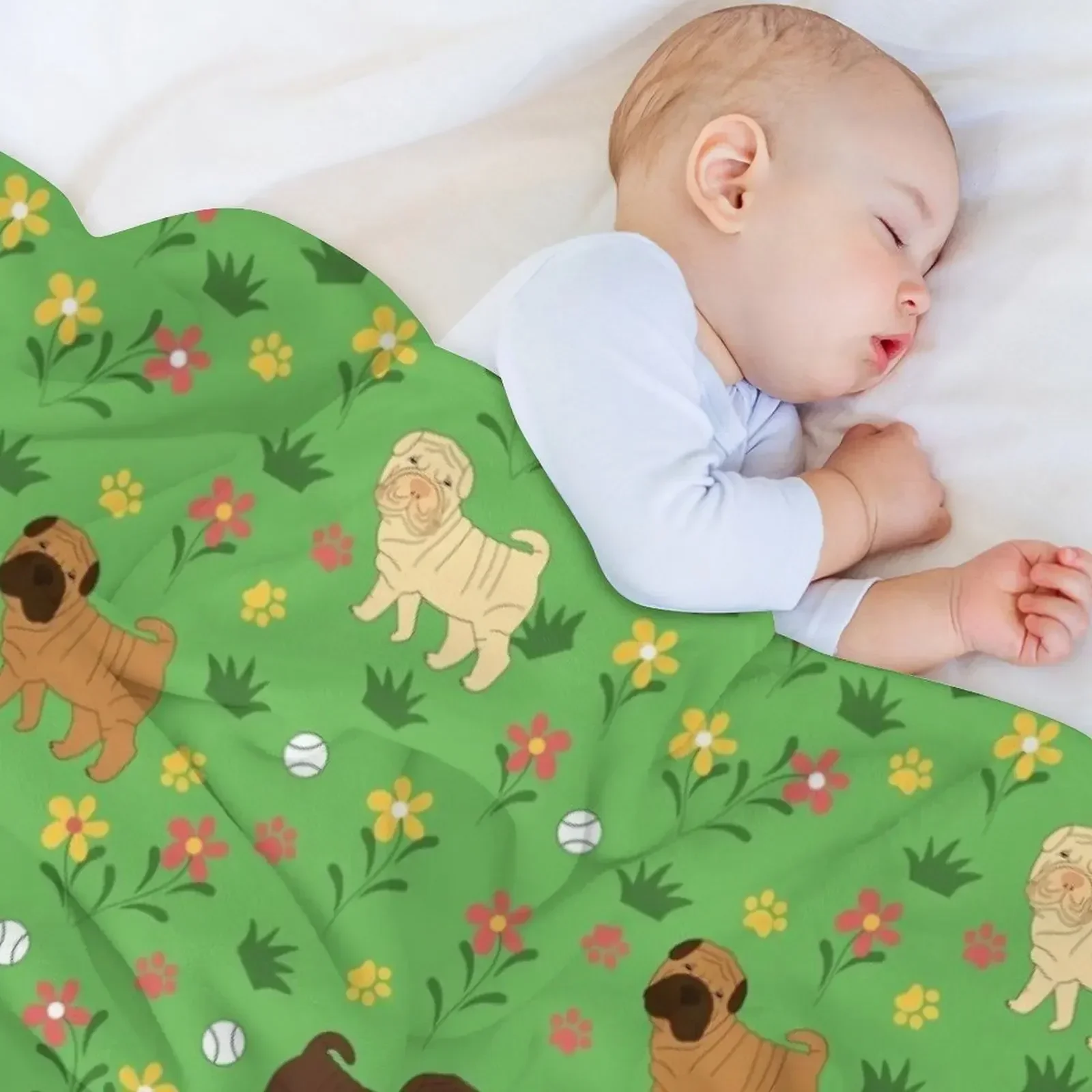 Одеяло Шарпей и цветы термобелье для путешествий модные одеяла диванов