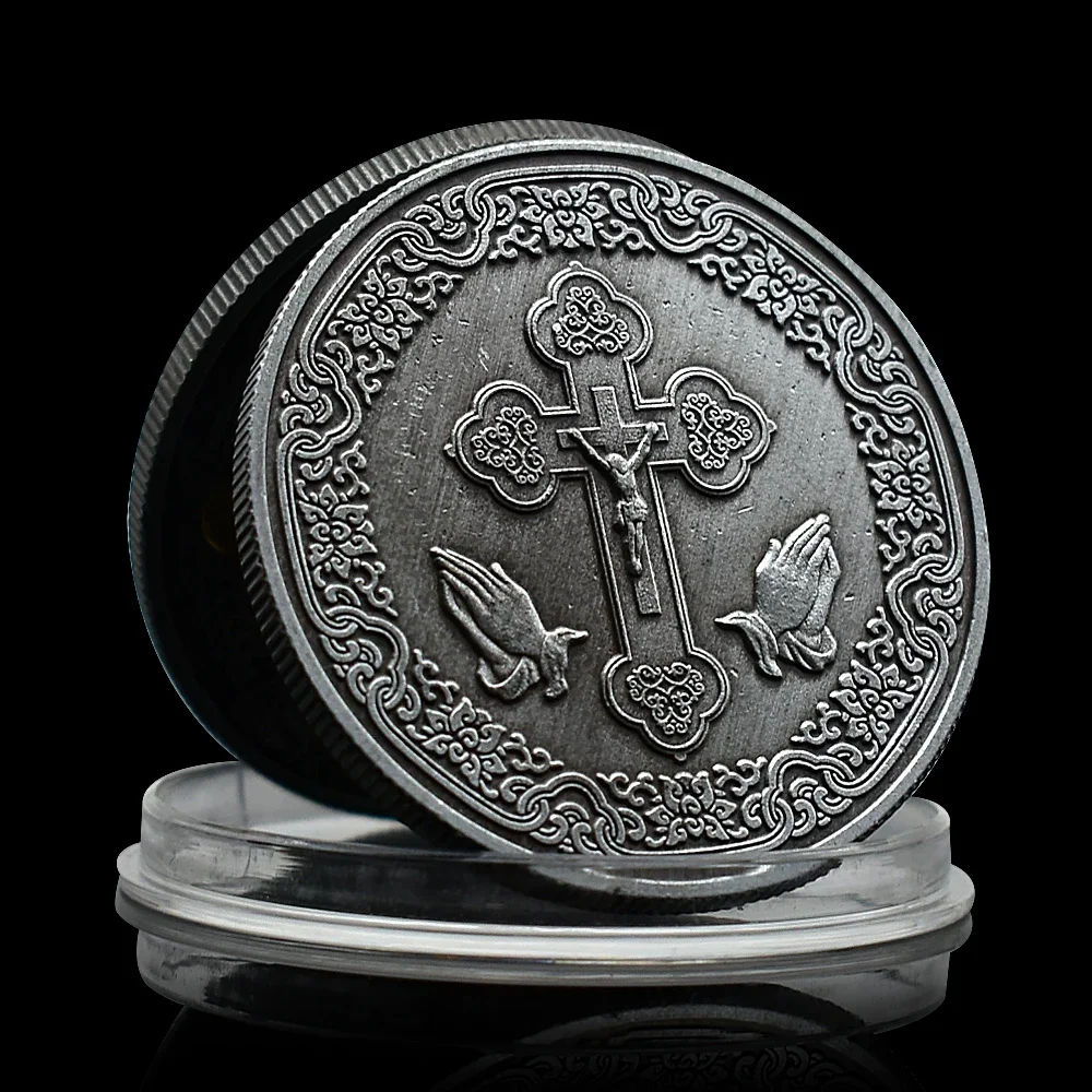 Иисус Ретро никелевая монета Европейская христианская Библия маркер крест Бога
