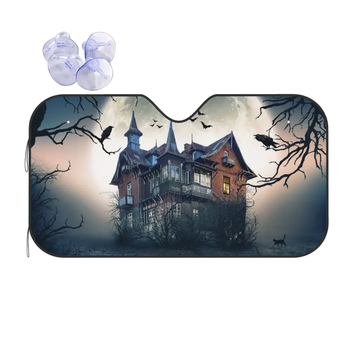

Haunted Mansion Witch Foldable Windshield Sunshade 76x140cm Horror Halloween Ghost Car Window Windscreen Cover Sunscreen Curtain