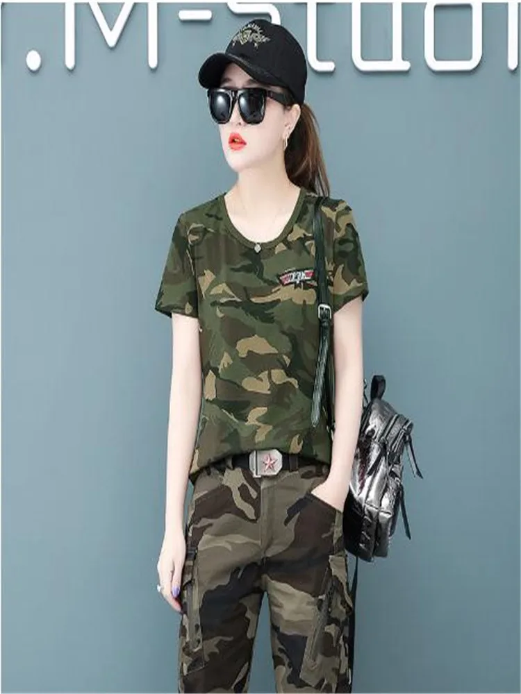 Женская камуфляжная футболка с круглым вырезом коротким рукавом | Мужская одежда