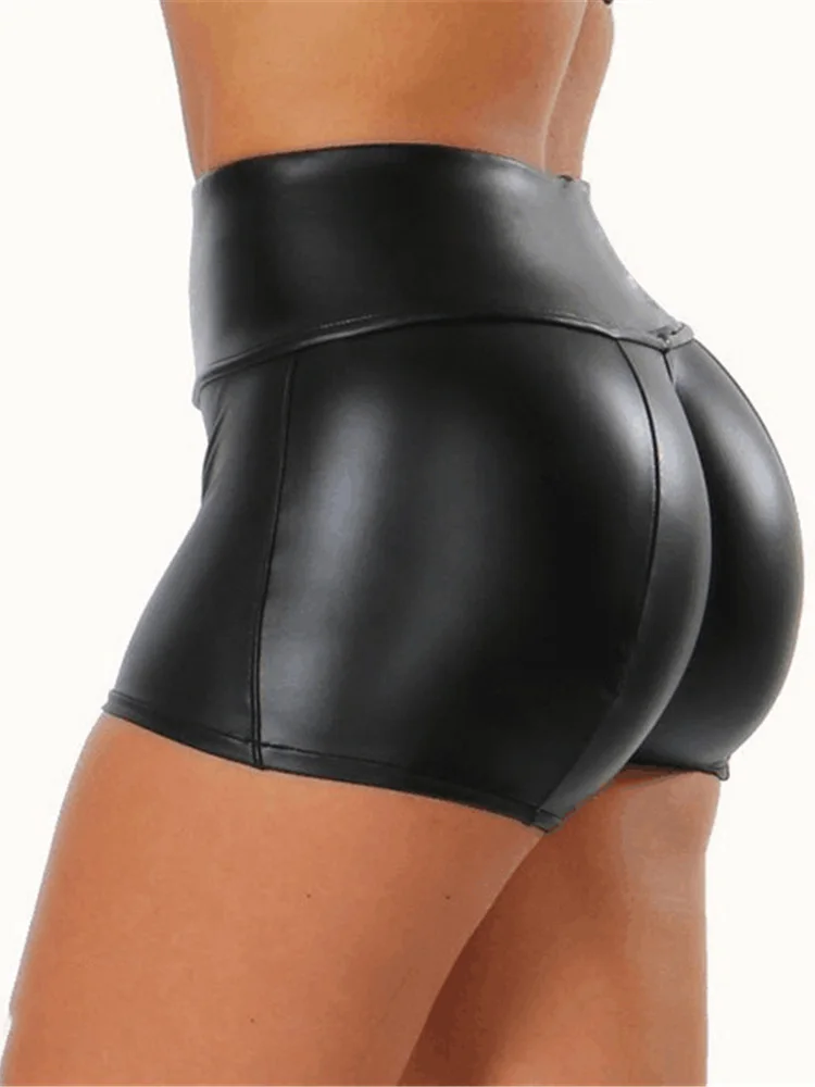 

Новые блестящие сексуальные шорты из искусственной кожи для ночного клуба узкие облегающие эластичные с высокой талией популярная танцевальная клубная одежда женская черная однотонная мини-юбка