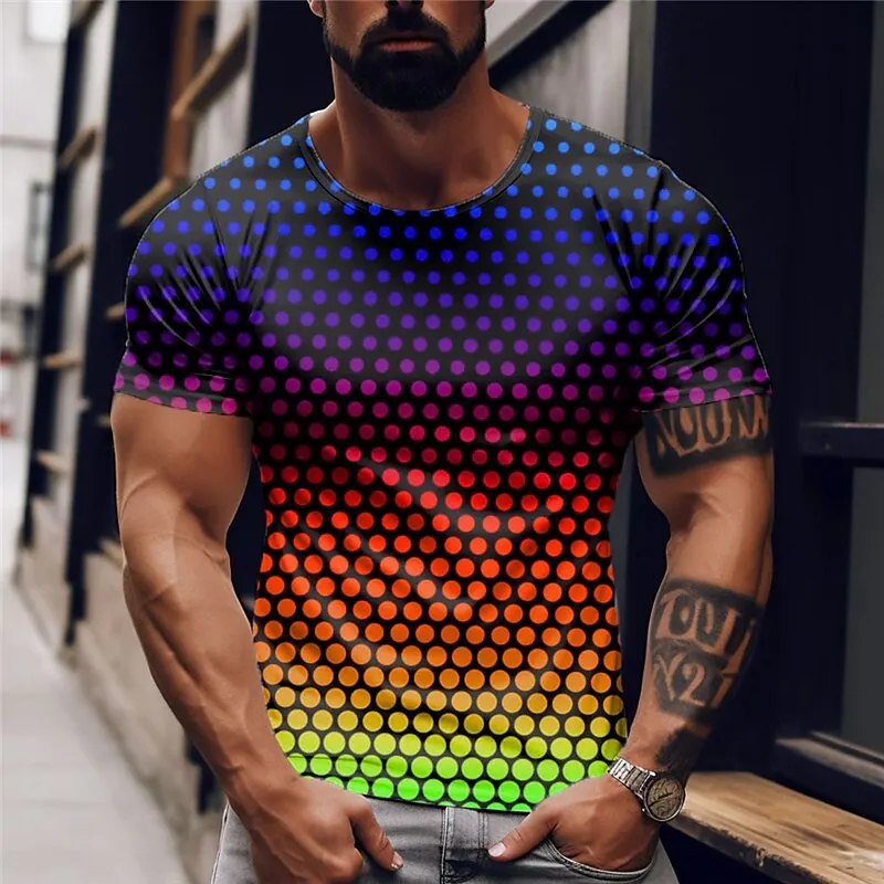 

2023 New Trendy Men's Fashion Sports and Leisure Motorcycle Riding 3D Digital Printing Bright Dot Elements Street Walking Men's