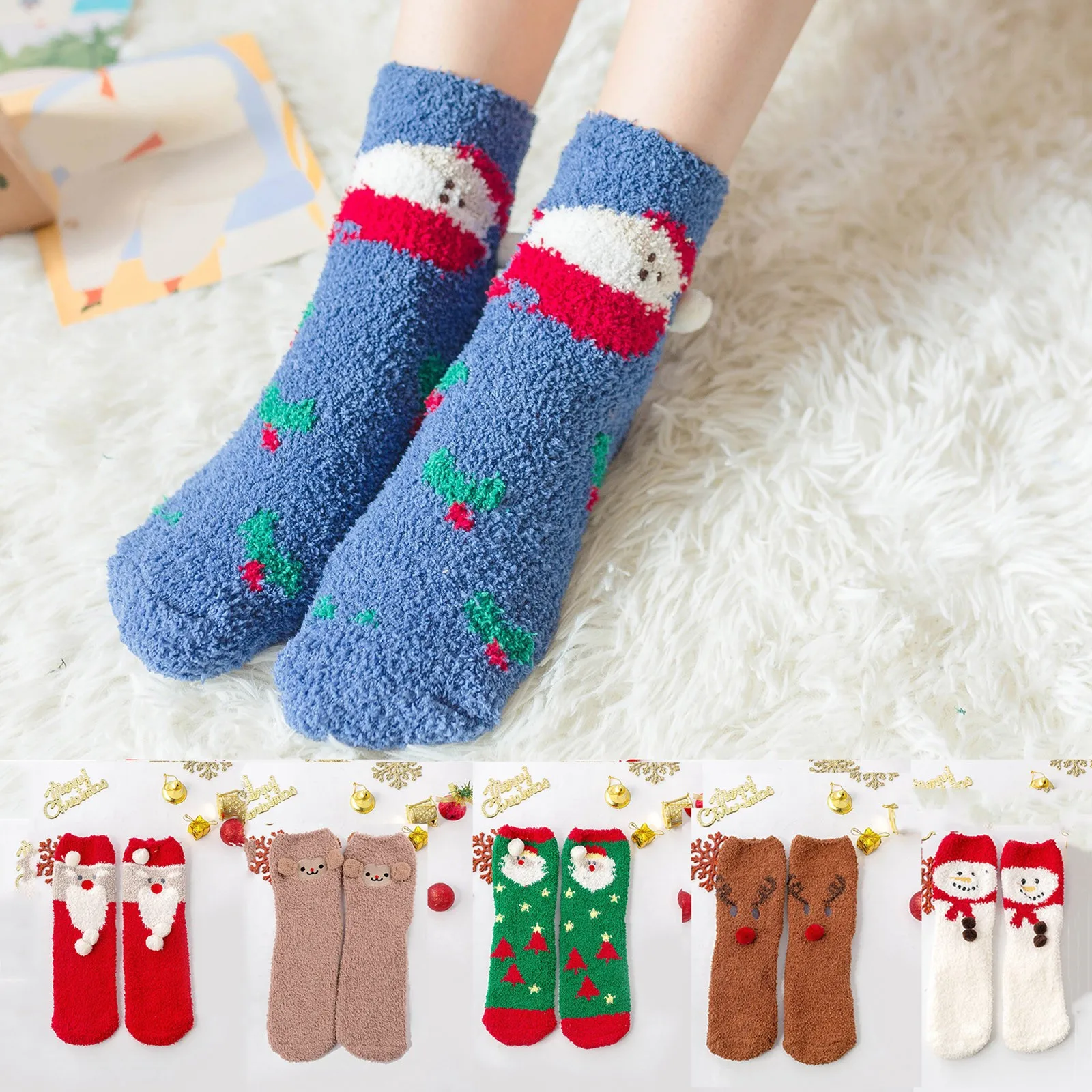 

Теплые носки для мужчин, зимние теплые гольфы и гольфы, флисовые пары, рождественские носки кораллового цвета, 6, три дома, носки