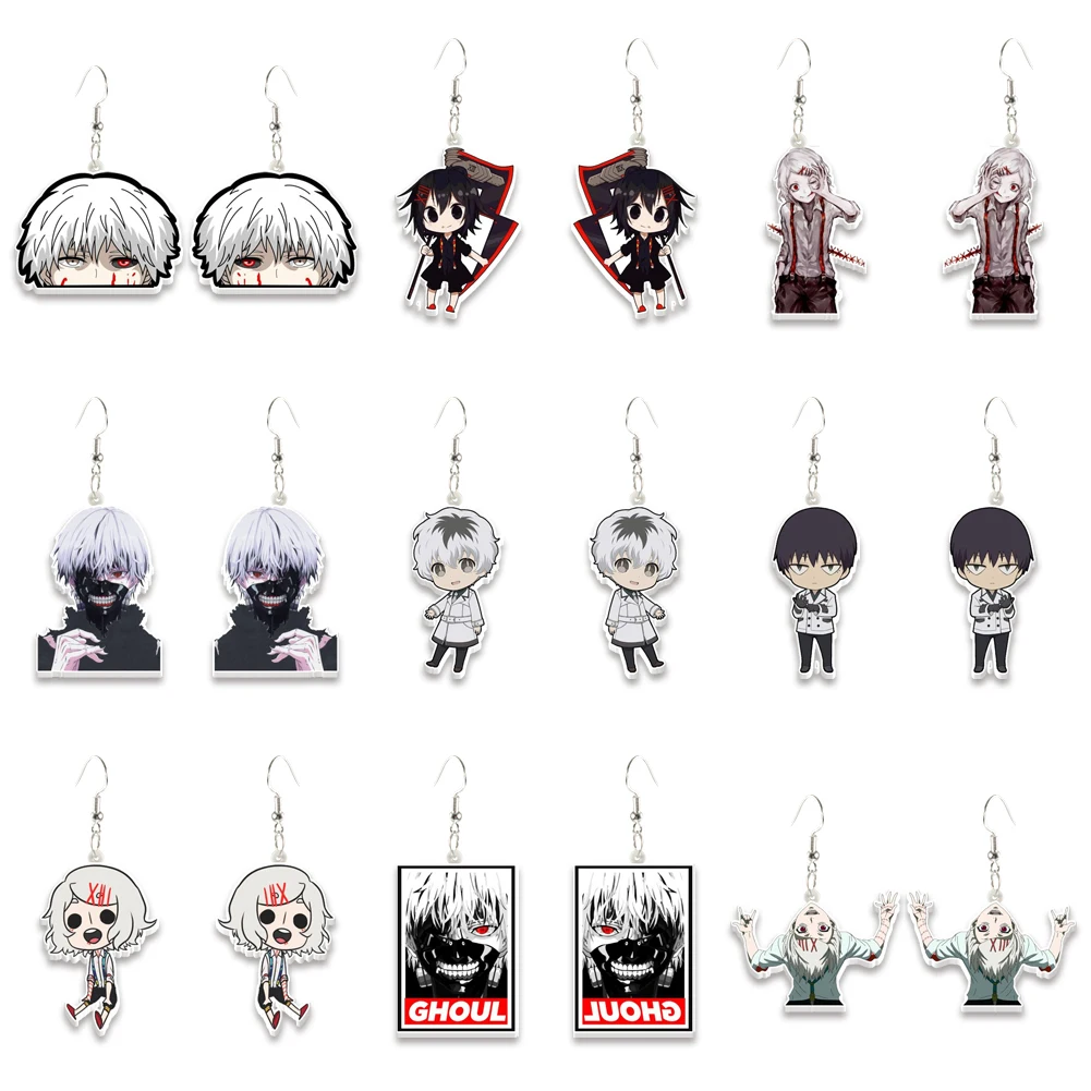 

Hook Acrylic Drop Earrings Anime Tokyo Ghoul Character for Cartoon Big Long Drop Dangle Earrings Women Gift