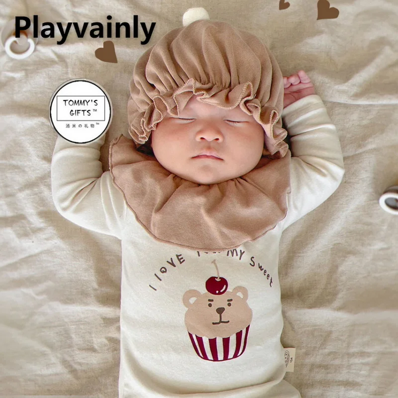 

Детское осеннее боди с длинным рукавом и принтом торта