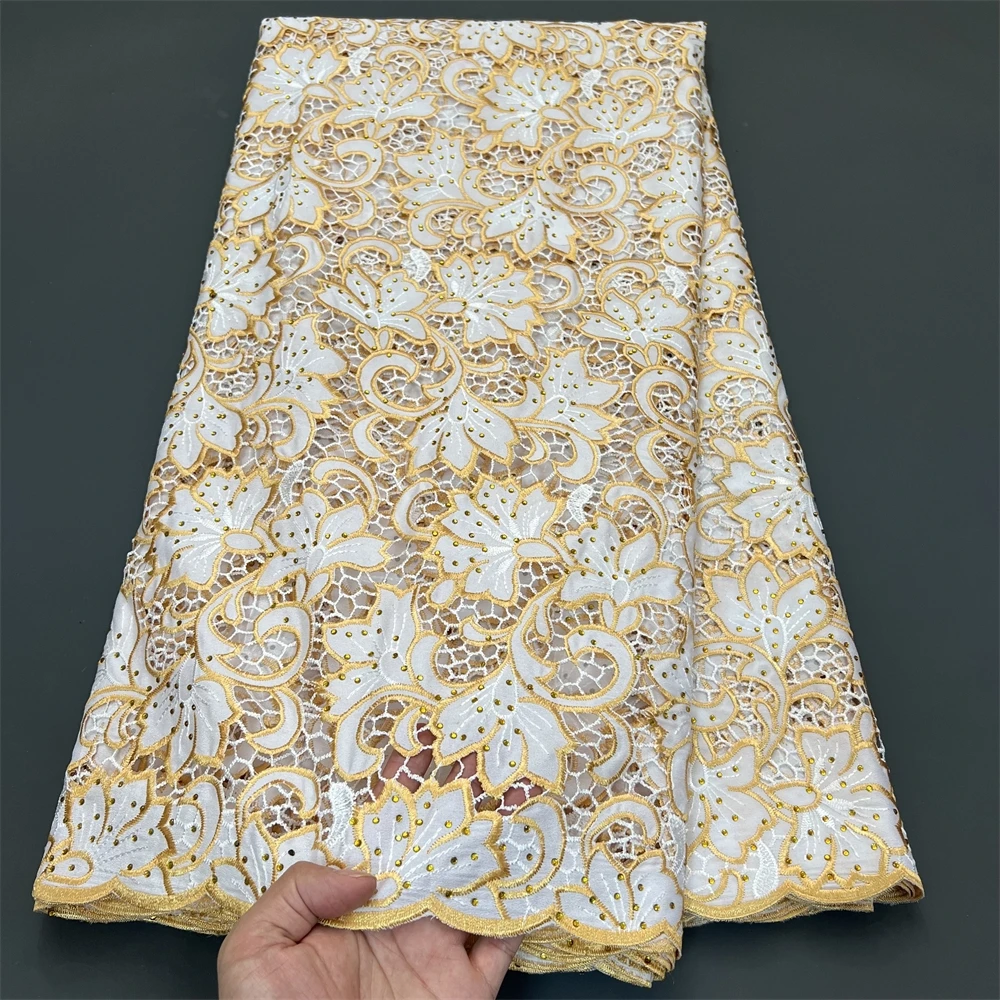 Новая сухая кружевная ткань из хлопка Дубая 2024 Высококачественная нигерийская