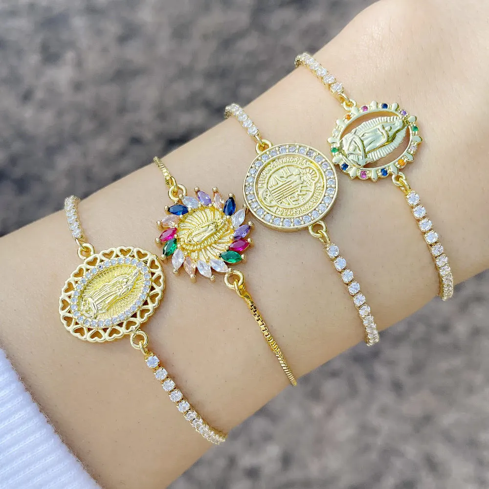 

Vlen Virgin Mary Pulseras Mujer Luxury Zirconia Chain Bracelets Jewelry Women Gift Bracelet for Women Friends