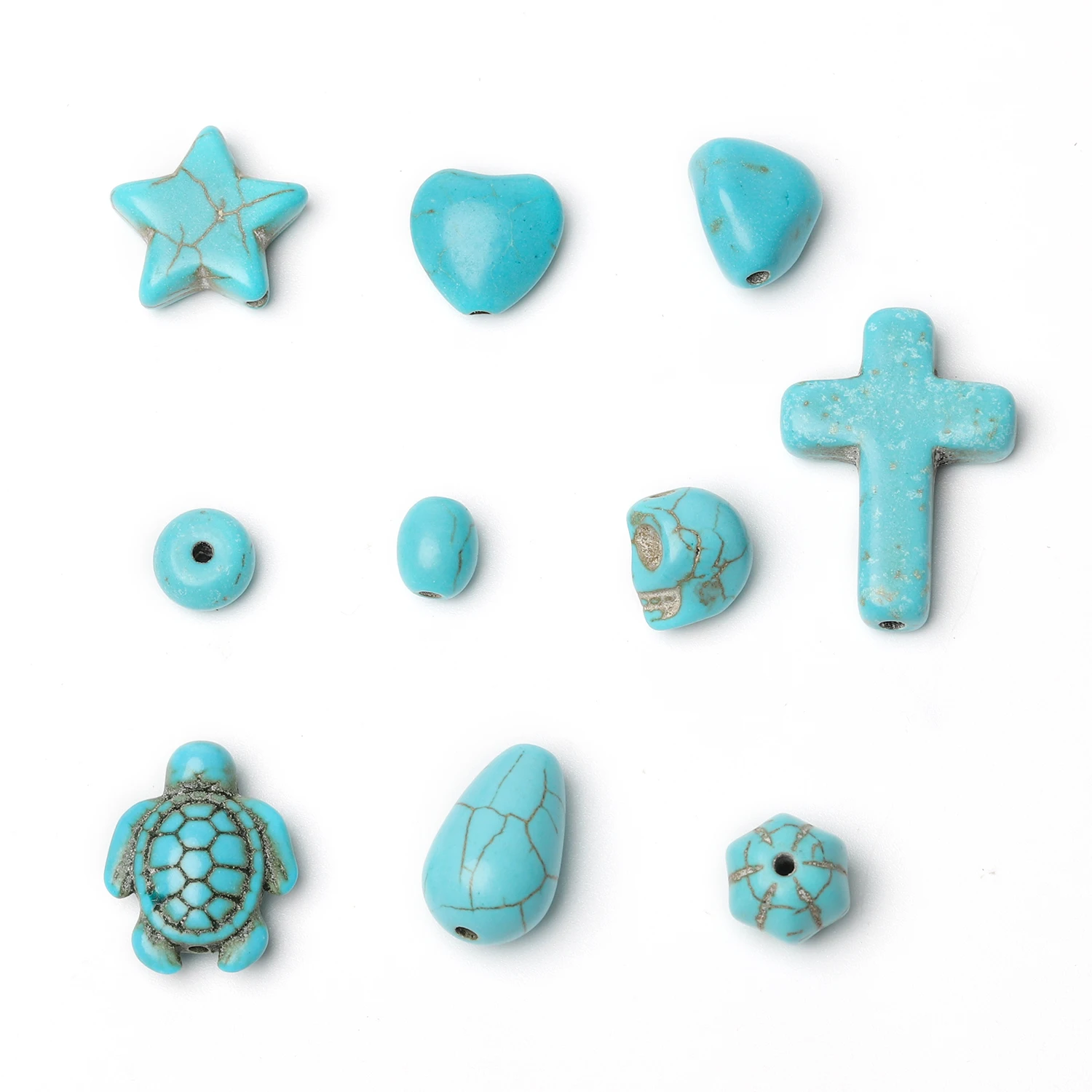 Бусины из натурального бирюзового камня череп морская черепаха капельное сердце