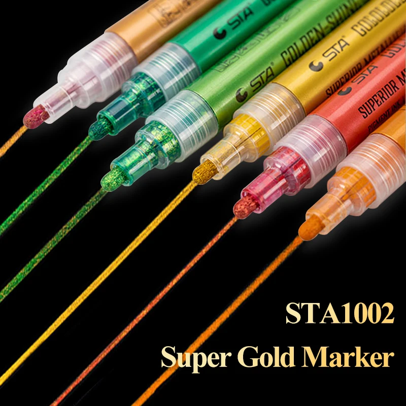 

STA 1002 Super Gold Marker 6 colors Waterproof Car Tyre Tire Tread Metal Permanent Diy Scrapbooking Marker Pen School Stationery
