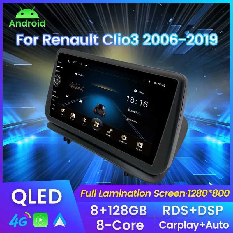 

MLOVELIN 7862 QLED Android 11.0 car radio For Renault Clio3 2006 2007-2019 GPS Carplay All on one Car Multimedia Player camera