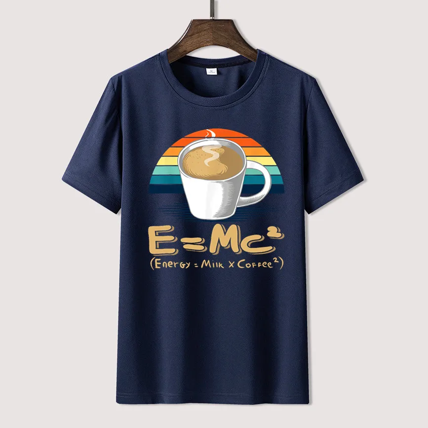 

Fashion E=MC² ENERGY MILK COFFEE Men Women Summer 100% Cotton Black Tees Male Newest Top Popular Normal Tee Shirts Unisex
