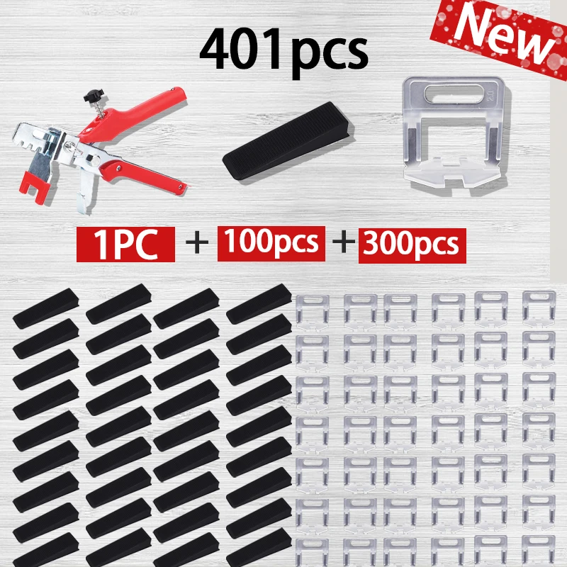 401pcs Newly upgraded  tile leveling system tile laying pliers wedge pliers aligning tile tool 1.0/1.5/2.0/2.5/3.0 mm