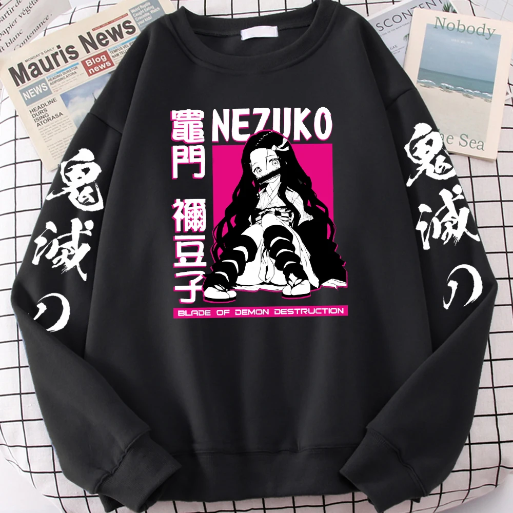 

Demon Slayer Anime Kamado Nezuko Cartoons Prints Male Hoodie Casual Oversize Hoody Creativity O-Neck Tops Fashion Men Sweatshirt