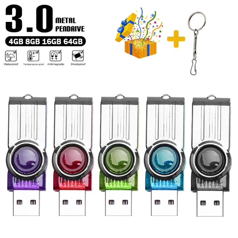 Модная карта памяти 64 ГБ Высокоскоростной USB-накопитель 32 Металлический