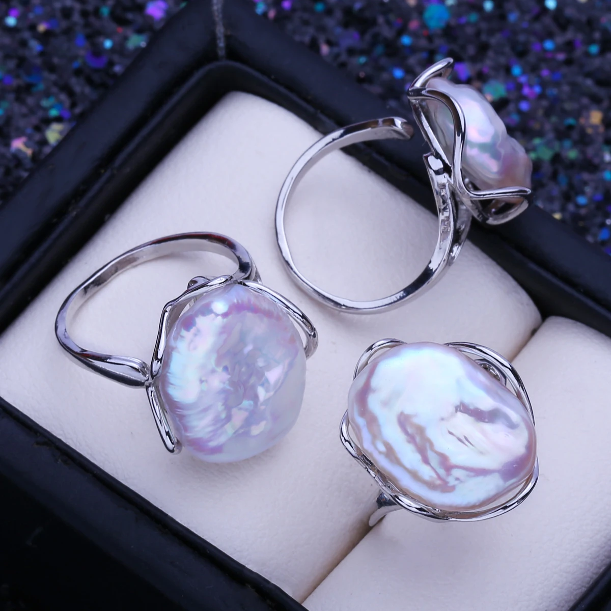 Кольцо женское из серебра 925 пробы с натуральным пресноводным жемчугом 12-16 мм