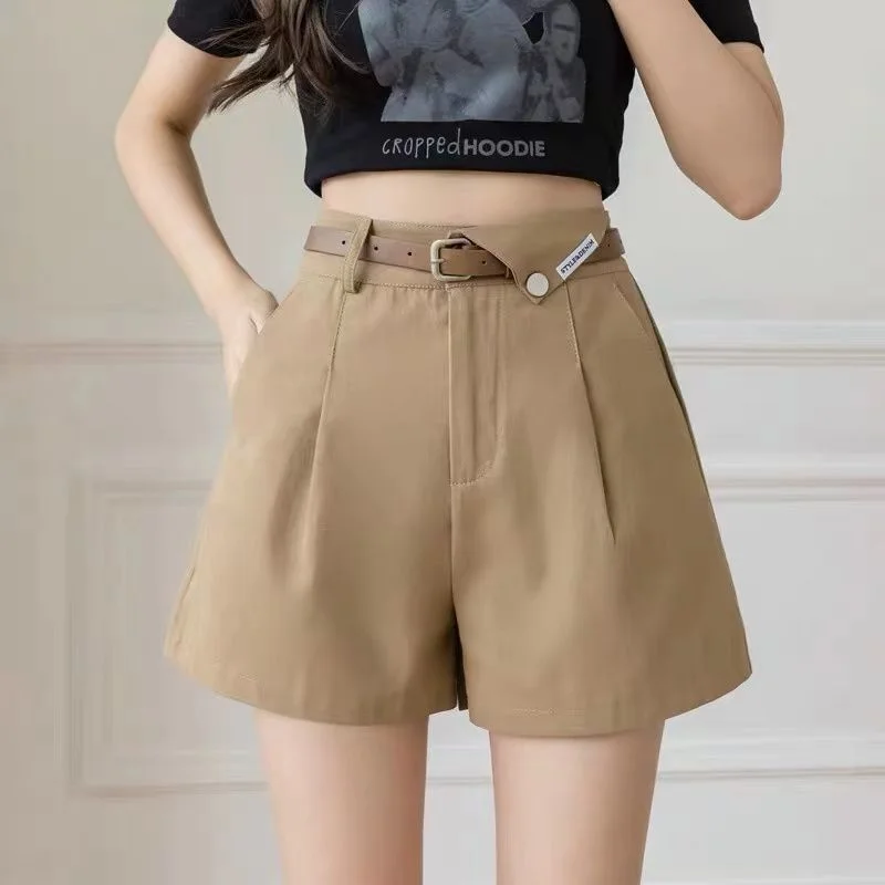 Boxer Wide High Waist Womens Shorts Yellow Kawaii Short Pants for Women To Wear Cute Baggy Loose Black Clothes Classic Vintage