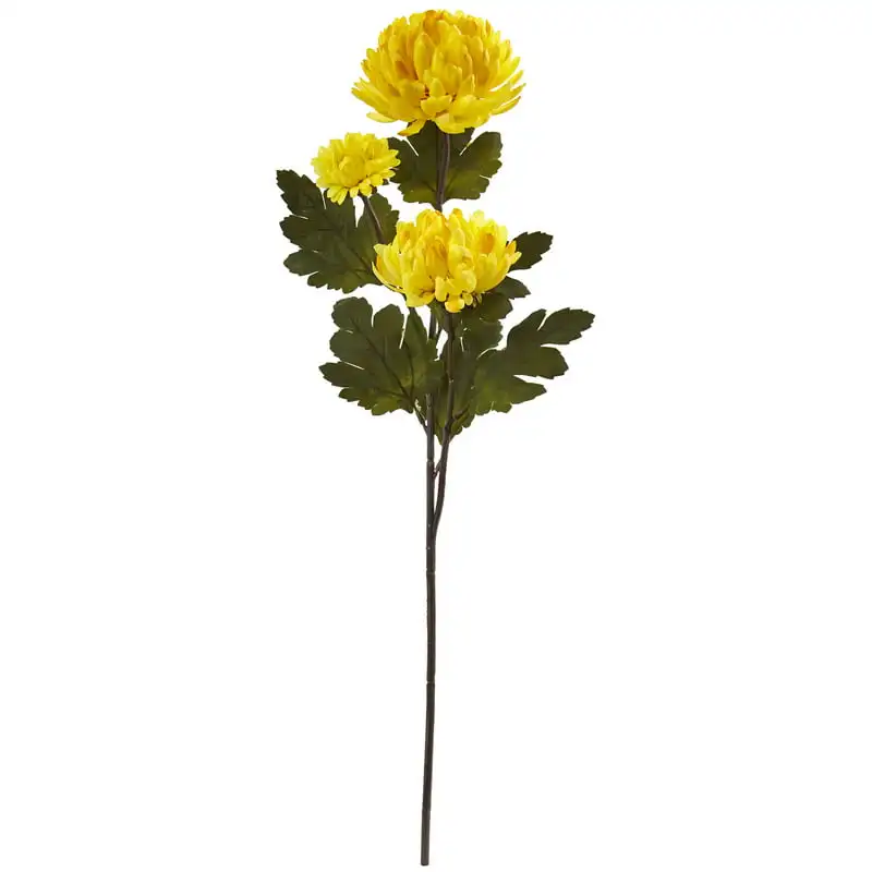 

29in. Chrysanthemum Artificial Flower (Set of 12), Yellow Wedding Party Vase Home Autumn Decoration Fake Flower