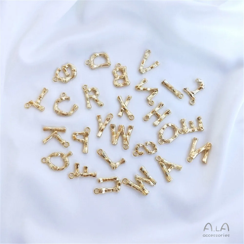 

14K Gold Filled Plated 26 Letters necklace pendant DIY branch texture European and American ornaments clavicle chain pendant