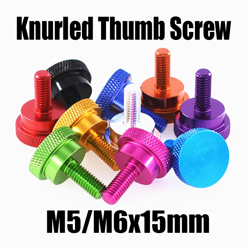 

2PC M5/M6x15mm Colourful Aluminum Knurled Thumb Screw Hand Tighten Thumb Screw Step Bolt For DIY/Computer Case/Model Airplane