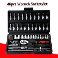 46pcs wrench socket set hardware spanner screwdriver ratchet wrench set kit car repairing tools combination hand tool sets
