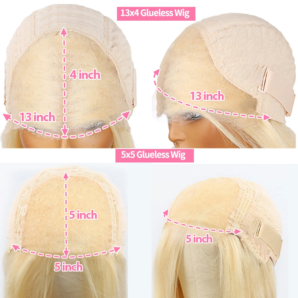 250% 613 Медовый блондин Объемная волна 360 Full HD Прозрачный парик из натуральных волос