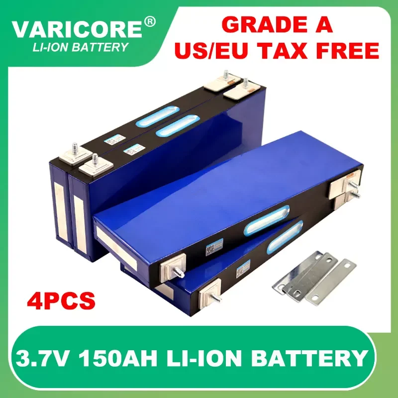 

4pcs 3.7v 150Ah Lithium battery 4.2v Power cell for 3s 12v 24v 36v 48v 13s electric vehicle Off-grid Solar Wind Grade A Tax Free