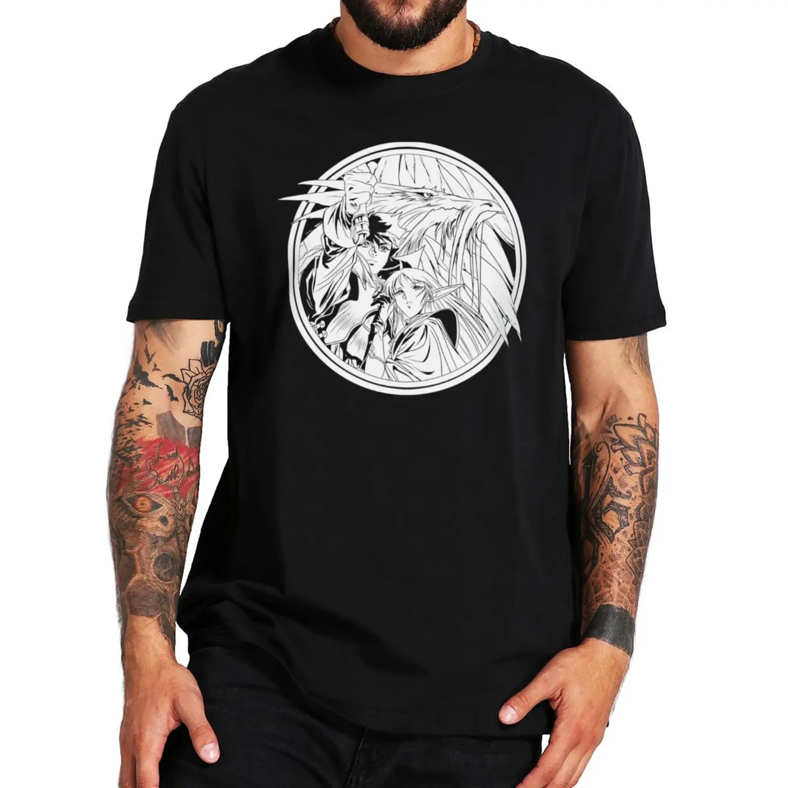 Record Of Lodoss War T Shirt Japanese Anime Manga Video Game Novelty Tshirts For ACG Fans 100% Cotton EU Size T-Shirt
