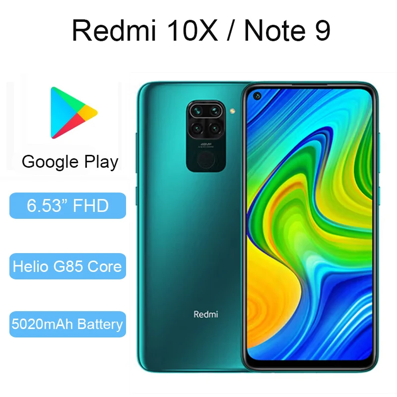 Original Xiaomi Redmi 10X Note 9 4GB 128GB Battary 5020mAh MTK Helio G85 48MP Quad Camera Global Version Android 10