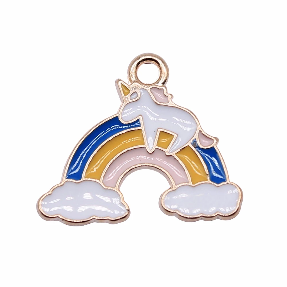 

50pcs 17x20mm KC Gold Color Rainbow Unicorn Charms For Jewelry Making Earring Making Accessories