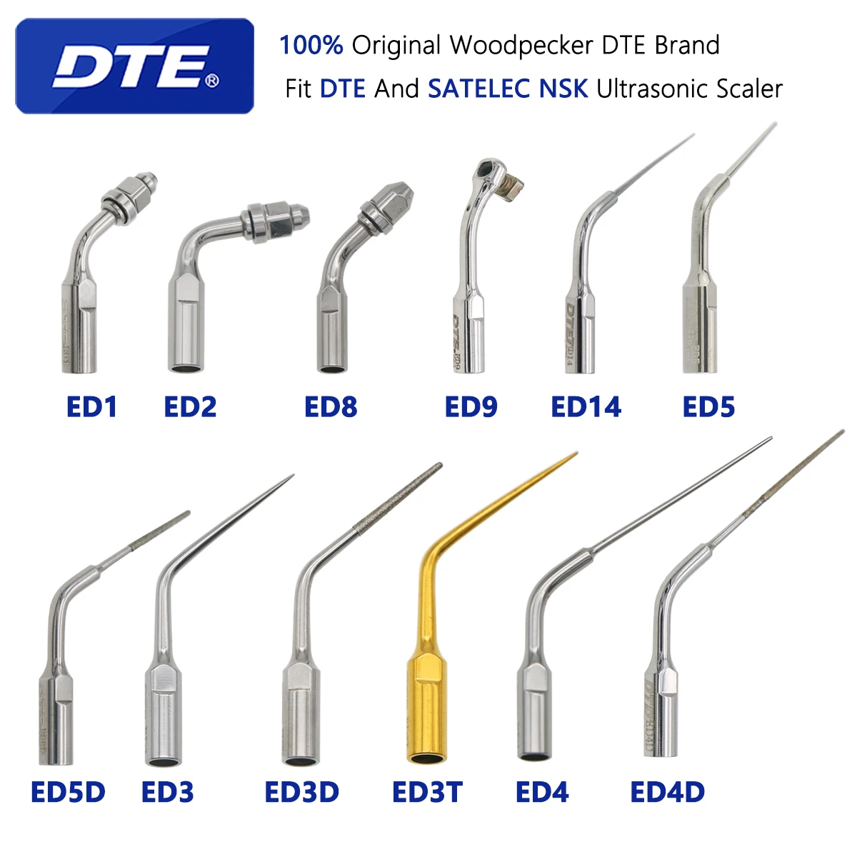 

Woodpecker DTE Dental Ultrasonic Scaler Tips ED Series For SATELEC NSK Scaler Handpiece Dentistry Products For Dentist