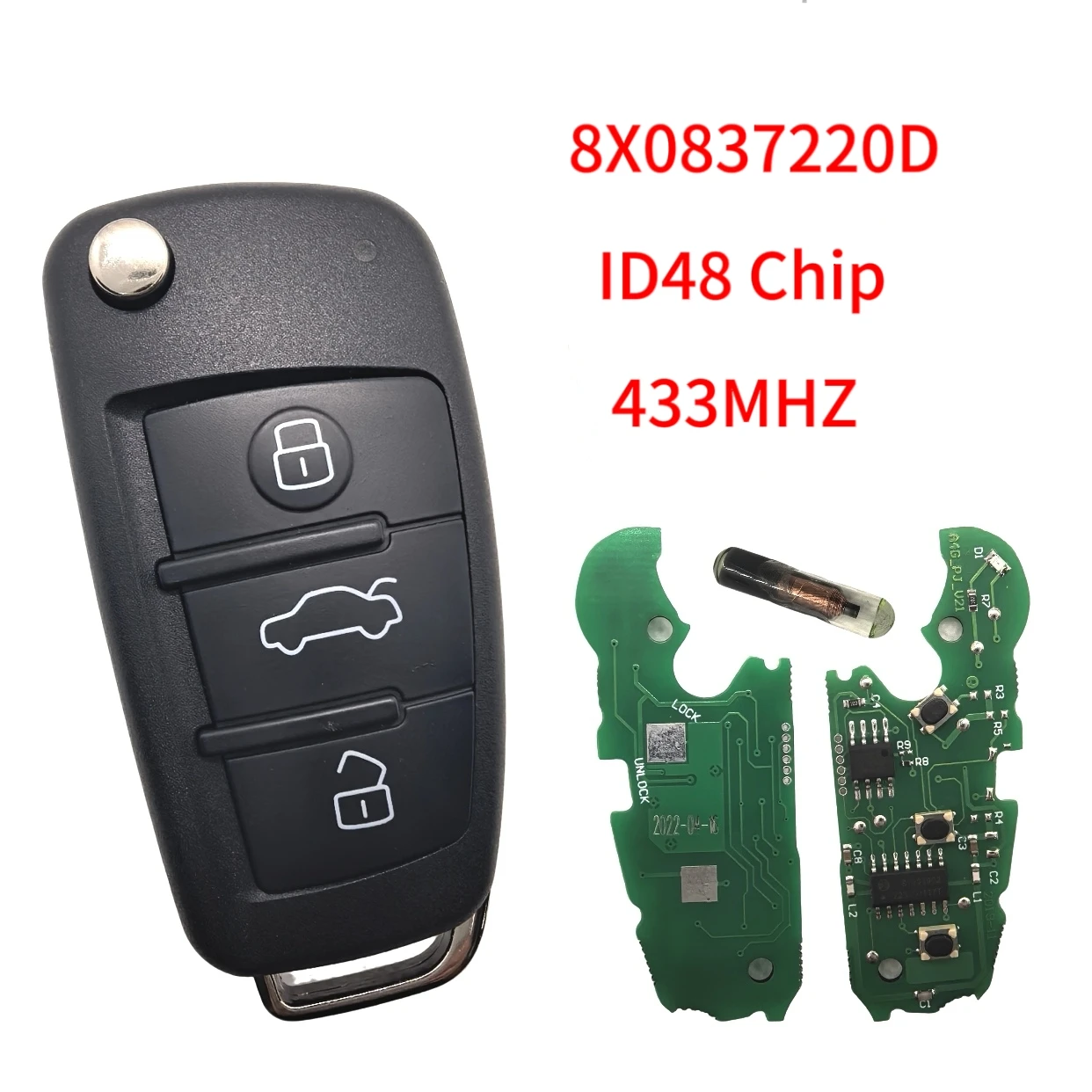 

Дистанционный ключ от 315/433 МГц для Audi Q7 B7 Q3 A3 TT A2 A8 A6 A6L A4 S5 C5 C6 B6 A4L A5 Q5 S RS S1 8X0837220D 8P0837220D ID48 Чип